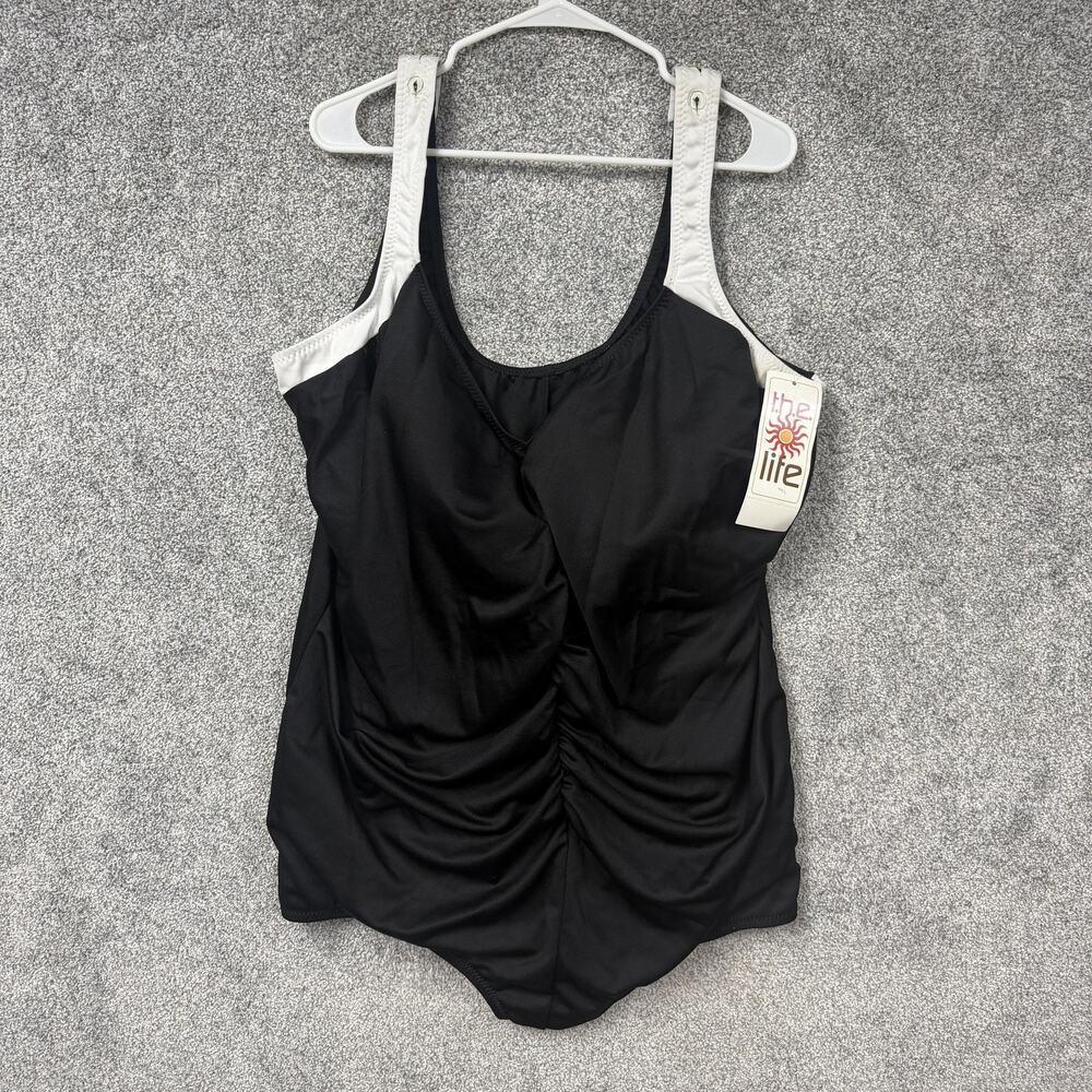 T.H.E. One Piece Swimsuit 32W Tummy Slimmer Ruched Plus Size Figure Flattering